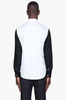 Mugler White And Blue Colorblocked Button Up Shirt for men
