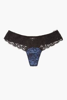 La Perla Black And Navy Lace Secret Geisha Thong for women