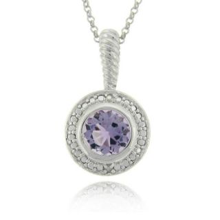 Sterling Silver Amethyst and Diamond Accent Necklace