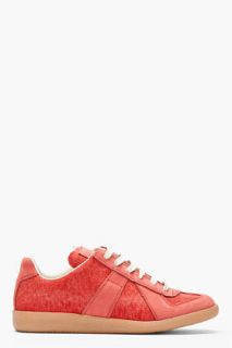 Maison Martin Margiela Brick Red Nubuck And Textile Sneakers for men