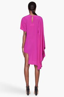 Maison Martin Margiela Fuchsia Draping Silk Asymmetric Short Dress for women