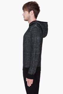 T By Alexander Wang Charcoal Honeycomb Knit Hoodie for men