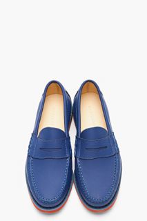 CARVEN Dark Blue Leather Moccasin Lofaers for men