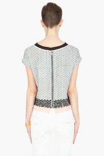 Diane Von Furstenberg White Raechel Honeycomb Sequin T shirt for women