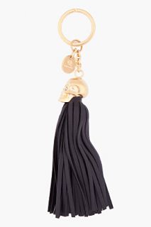 Alexander McQueen Black Leather Tassel Keyring for men