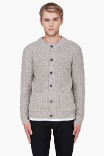 BLK DNM Taupe Wool Knit Cardigan for men