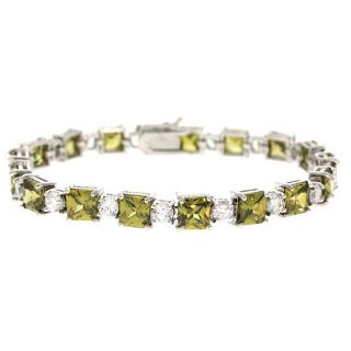 Icz Stonez Sterling Silver Olive and Clear CZ Tennis Bracelet Today $