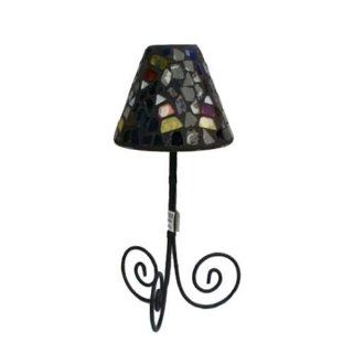 Tiffany Mosaic Tealight Candle Lamp with Black Mosaic Decor   