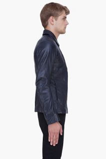 G Star Blue Re Remy Leather Jacket for men