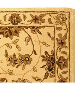 Handmade Isfahan Ivory Wool and Silk Runner (23 x 12)