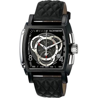 Invicta Mens S1 Chronograph Black Leather Watch