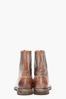 Diesel Brown Worn Leather Dot Boots for men