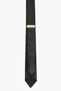 Diesel Black Leather Studded Taniett Tie for men