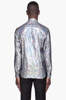 Mugler Silver Hologram Button front Shirt for men