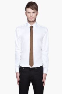 Saint Laurent Raw Umber Woven Silk Tie for men