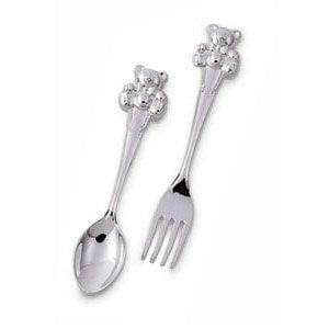 BABY SPOON & FORK   BABY SPOON & FORK, SILVER PLATED
