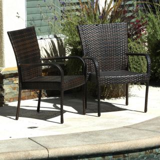 Christopher Knight Home Outdoor PE Wicker Brown Stackable Club Chairs