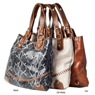 Carla Mancini Python Embossed Leather Tote Bag