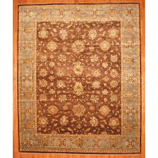 Indo Hand knotted Brown/ Light Brown Oushak Wool Rug (12 x 149