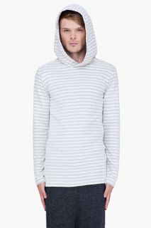 Y 3 White Shadow Stripe Hoodie for men