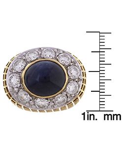 18k Gold Sapphire 3ct TDW Diamond Cocktail Ring (G, VS1)