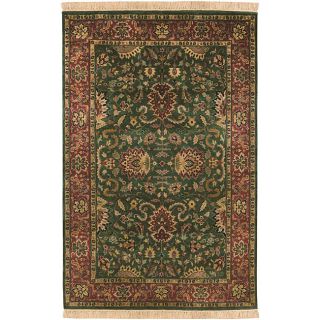Hand knotted Finial Dark Forest Green Wool Rug (36 x 56)
