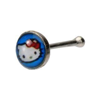 Cute Blue Hello Kitty Nose Ring Stud Jewelry