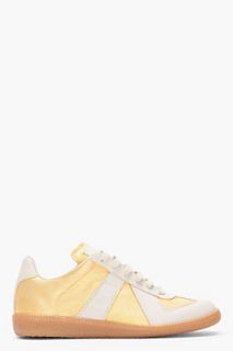 Maison Martin Margiela Gold And Beige Hand finished Sneakers for women