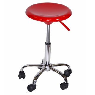 Martin Red Plastic and Stainless Steel Rolling Artisan Stool Today $