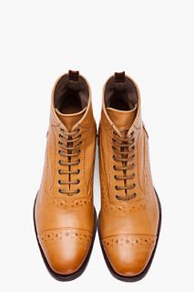 Alexander McQueen Tan Hand embossed Leather Boots for men