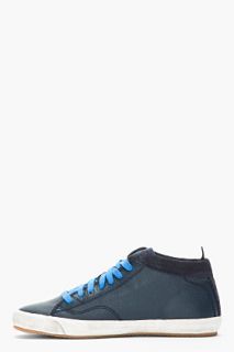 Diesel Midnight Blue Leather Midday Sneakers for men
