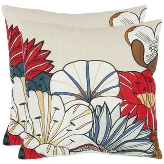Floral 18 inch Beige Decorative Pillows (Set of 2)