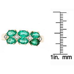 Yach 14K Yellow Gold Emerald and Diamond Ring (I J)