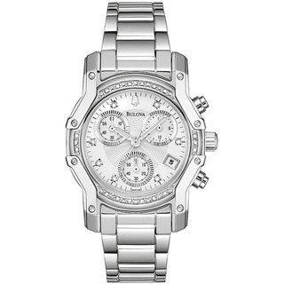 96R138 Bulova Womens Stainless Steel Diamond Accent Watch