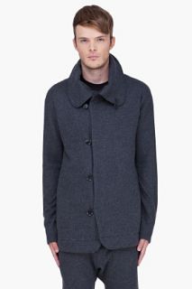 Y 3 Oversize Charcoal Felt Cardigan for men