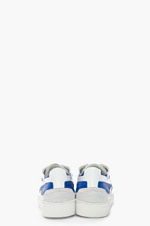 Raf Simons White & Blue Leather Low Top Space Sneakers for men