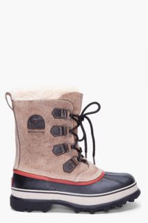 Sorel Taupe Nubuck Caribou Reserve Boots for men