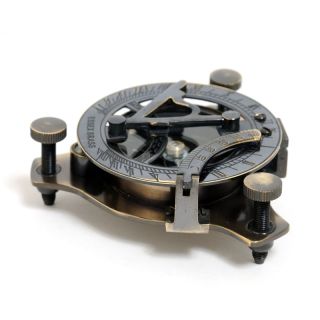 Old Modern Handicrafts Medium Sized Brass Sundial Compass with Wooden