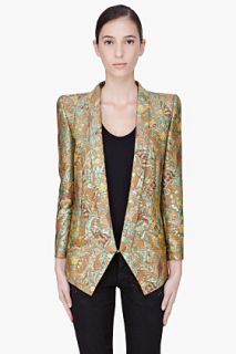 Barbara Bui Mustard & Mint Silk Jacquard Blazer for women