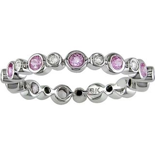 18k Gold Pink Sapphire and 1/10ct TDW Diamond Eternity Ring
