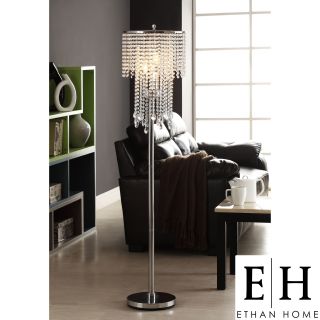 ETHAN HOME Crystal Rain 3 light Chrome Crystal Floor Lamp Today $175