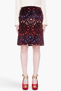CARVEN Burgundy Velvet Cutout Skirt for women