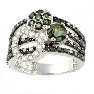 Beverly Hills Charm Silver Green Tourmaline and 1ct TDW Black/ White
