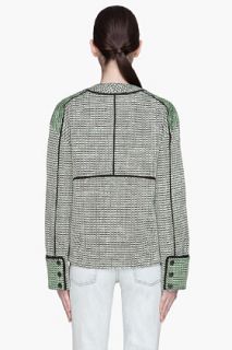 Proenza Schouler Green Basket Weave Tweed Collarless Jacket for women