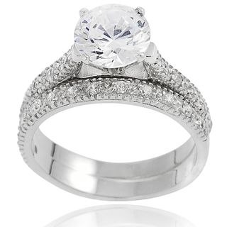 Tressa Sterling Silver Round Cubic Zirconia Bridal style Ring Set