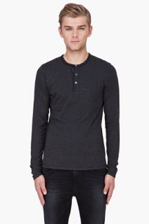 Wings + Horns Charcoal Cashmere Henley for men