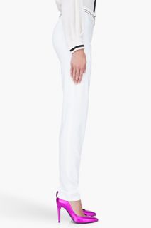 Barbara Bui Slim White Bronze Stripe Pants for women