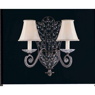 Grand 2 Light English Bronze Silk Shade Wall Sconce See Price in Cart