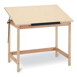 Mayline 7603F Drafting Table, Wood 4 Post, 42 In Top L