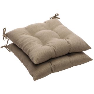 Solid Taupe Textured Outdoor Tufted Seat Cushions (Set of 2) MSRP $69